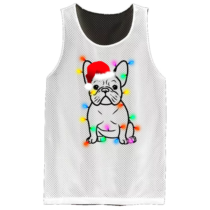 Cute French Bulldog Christmas Lights Mesh Reversible Basketball Jersey Tank