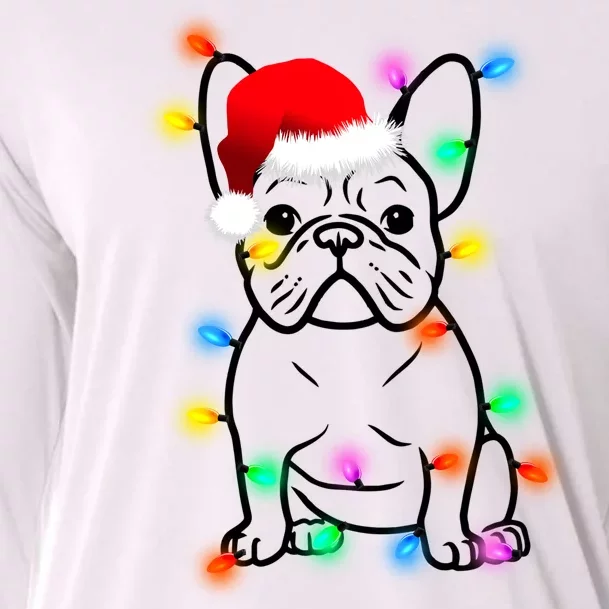 Cute French Bulldog Christmas Lights Cooling Performance Long Sleeve Crew