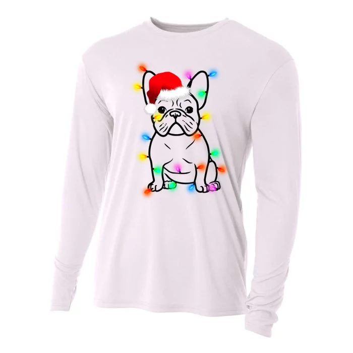 Cute French Bulldog Christmas Lights Cooling Performance Long Sleeve Crew