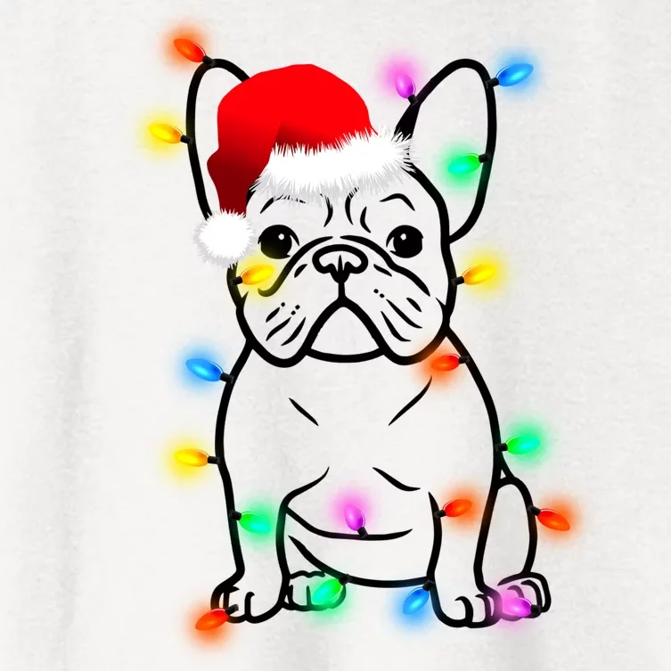 Cute French Bulldog Christmas Lights Women's Crop Top Tee