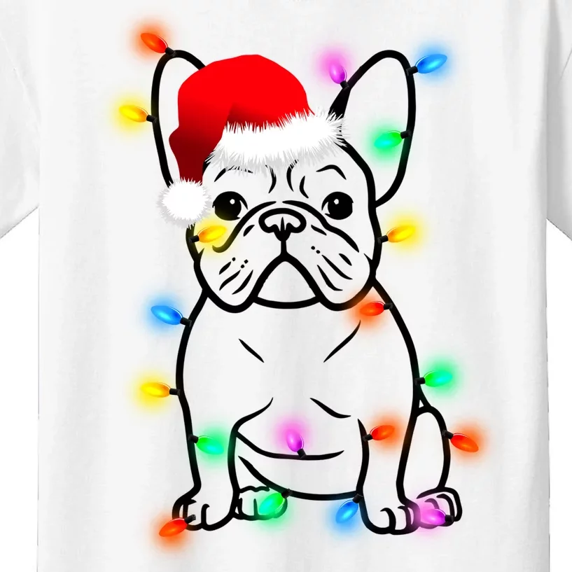 Cute French Bulldog Christmas Lights Kids T-Shirt