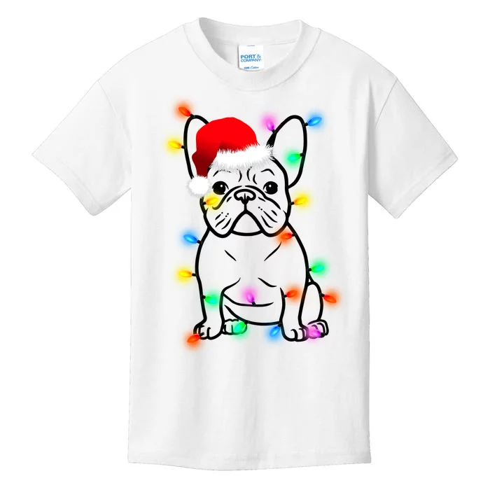 Cute French Bulldog Christmas Lights Kids T-Shirt