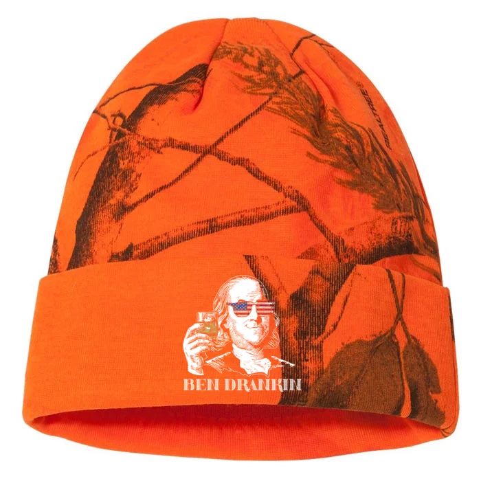 Cheers From Ben Drankin 4th Of July Humor Funny Gift Us Flag Gift Kati - 12in Camo Beanie