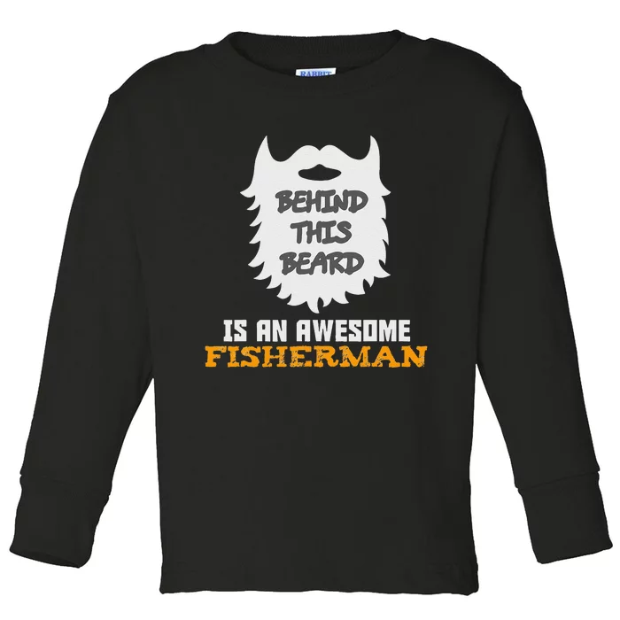 Cute Funny Bearded Fishing Gift Ideas For Birthday And Christmas Toddler Long Sleeve Shirt