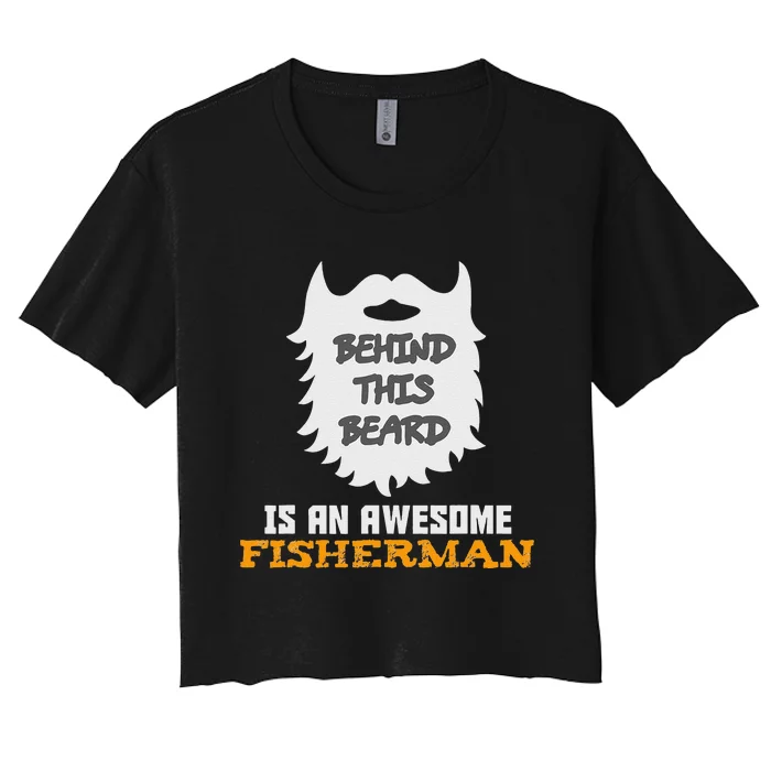 Cute Funny Bearded Fishing Gift Ideas For Birthday And Christmas Women's Crop Top Tee