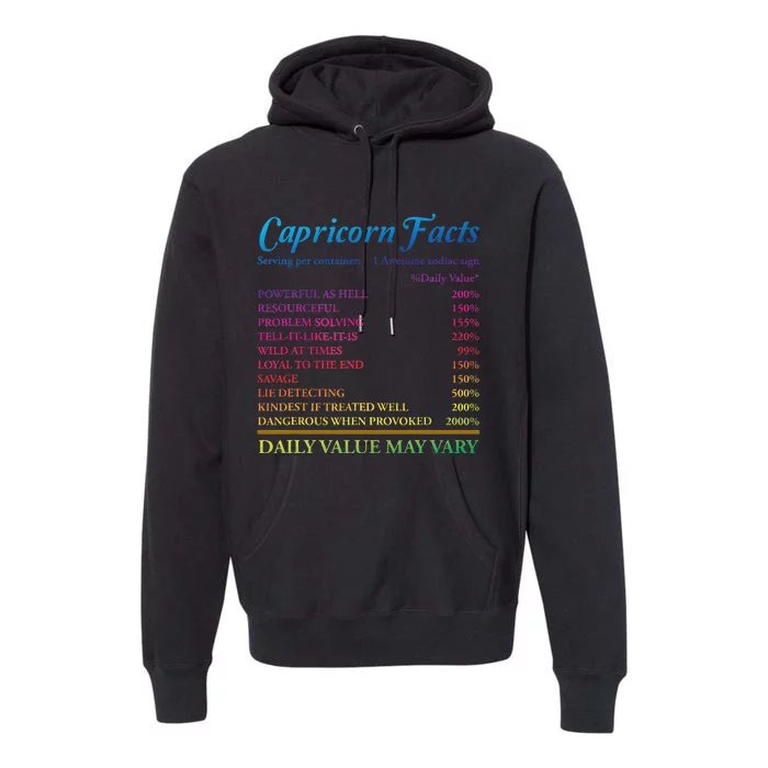 Capricorn Facts Birthday Zodiac Sign Premium Hoodie