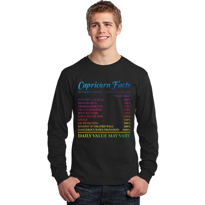 Capricorn Facts Birthday Zodiac Sign Tall Long Sleeve T-Shirt