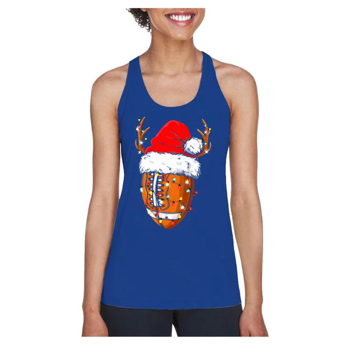 Christmas Football Ball Xmas Lights Funny  Sport Women's Racerback Tank