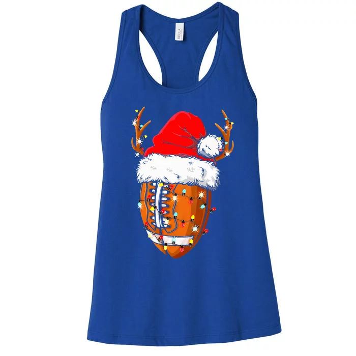 Christmas Football Ball Xmas Lights Funny  Sport Women's Racerback Tank