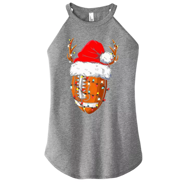 Christmas Football Ball Xmas Lights Funny  Sport Women’s Perfect Tri Rocker Tank