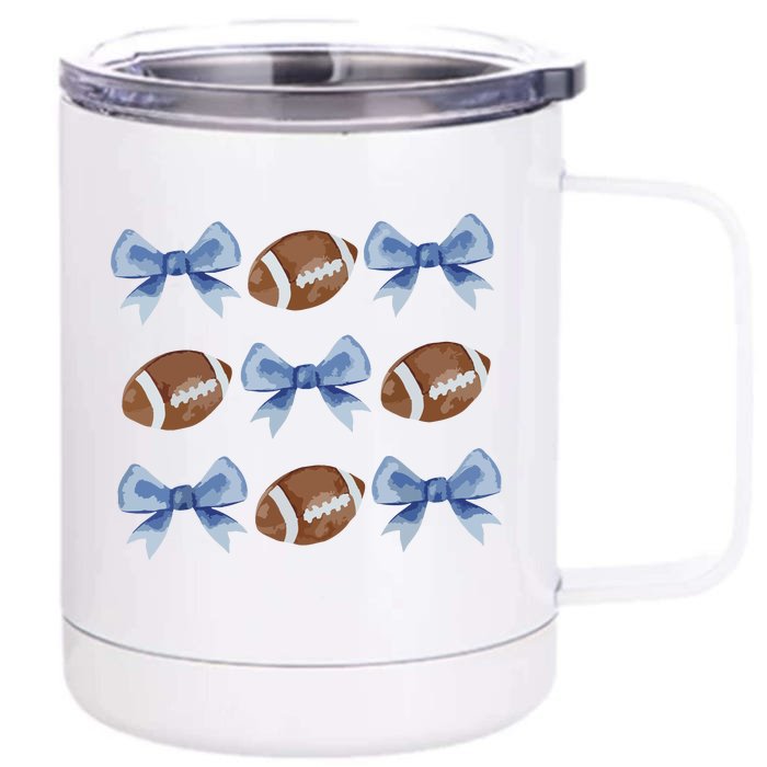 Coquette Football Bow Football Mom Game Day Women Girl Front & Back 12oz Stainless Steel Tumbler Cup