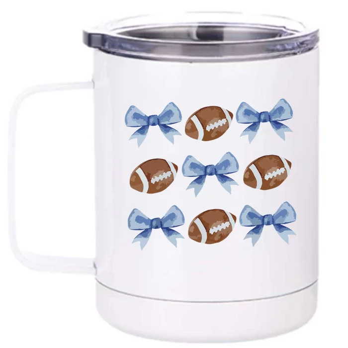 Coquette Football Bow Football Mom Game Day Women Girl Front & Back 12oz Stainless Steel Tumbler Cup