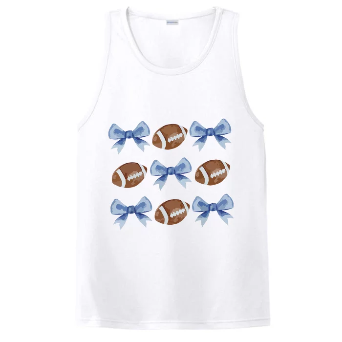 Coquette Football Bow Football Mom Game Day Women Girl Performance Tank