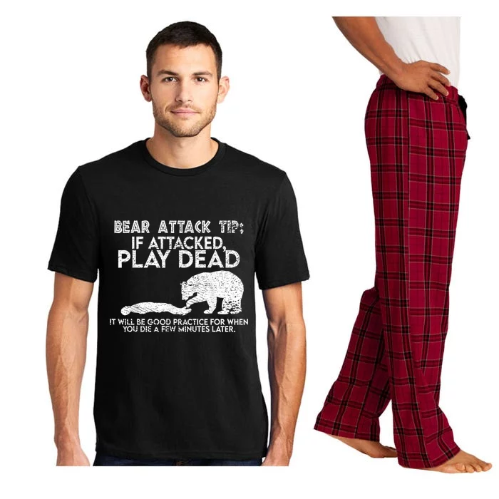 Camping Funny Bear Attack Tip Sarcastic Hiking Pajama Set