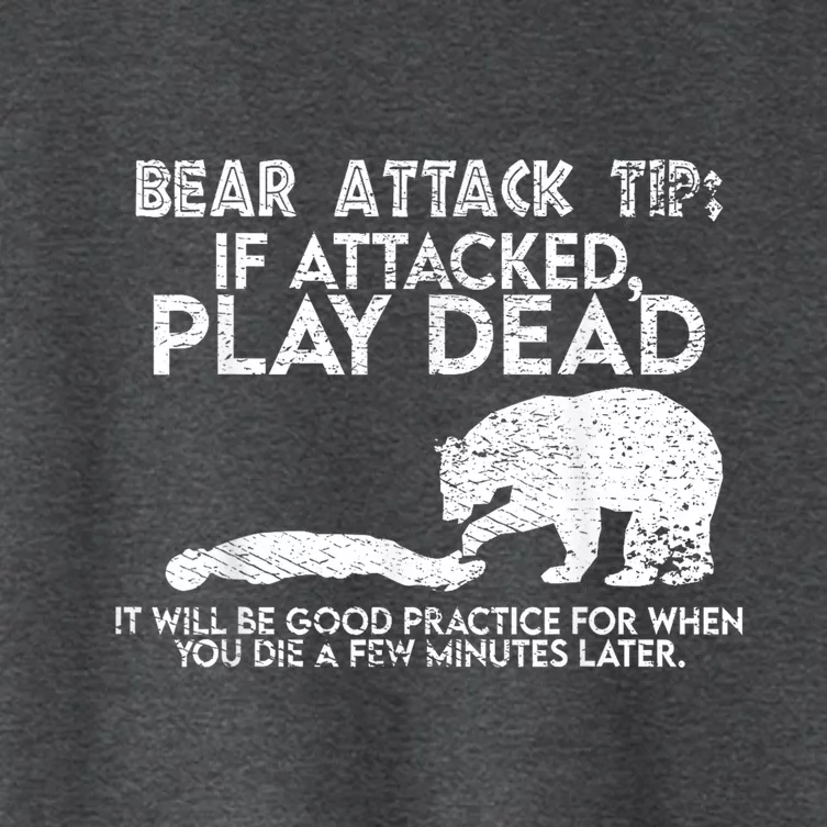 Camping Funny Bear Attack Tip Sarcastic Hiking Women's Crop Top Tee