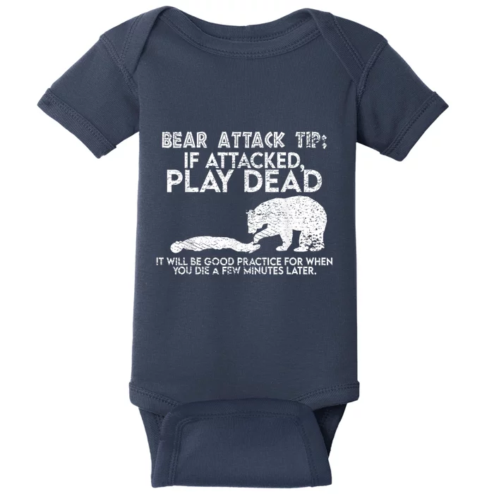 Camping Funny Bear Attack Tip Sarcastic Hiking Baby Bodysuit