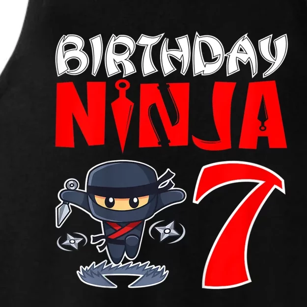 Cute Funny Birthday Ninja For 7 Year Old Little Ninja 7th Birthday Ladies Tri-Blend Wicking Tank