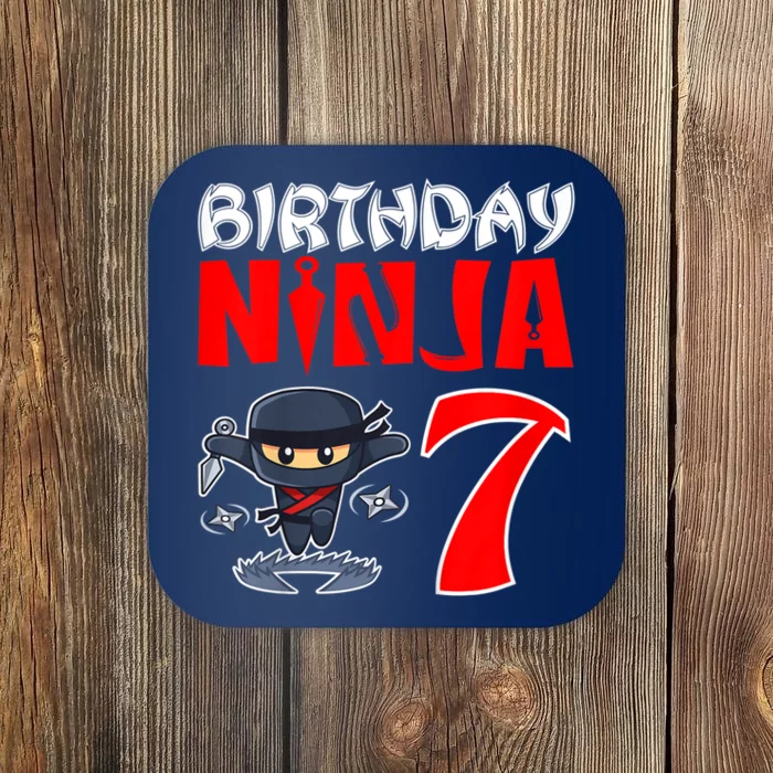 Cute Funny Birthday Ninja For 7 Year Old Little Ninja 7th Birthday Coaster