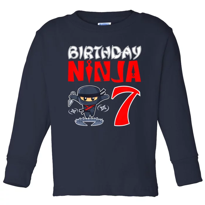 Cute Funny Birthday Ninja For 7 Year Old Little Ninja 7th Birthday Toddler Long Sleeve Shirt