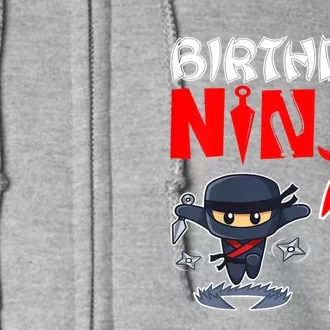 Cute Funny Birthday Ninja For 7 Year Old Little Ninja 7th Birthday Full Zip Hoodie