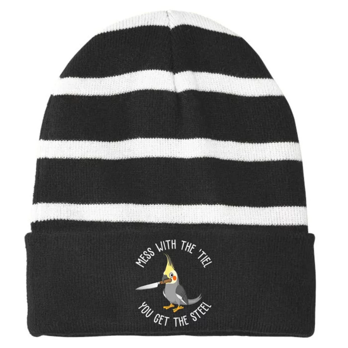 Cockatiel Funny Bird Lover Cockatiel Striped Beanie with Solid Band