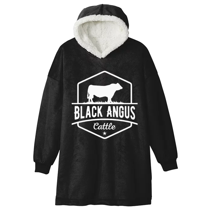 Cow Farmer Black Angus Cattle Hooded Wearable Blanket