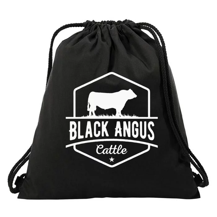 Cow Farmer Black Angus Cattle Drawstring Bag