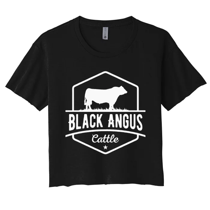 Cow Farmer Black Angus Cattle Women's Crop Top Tee