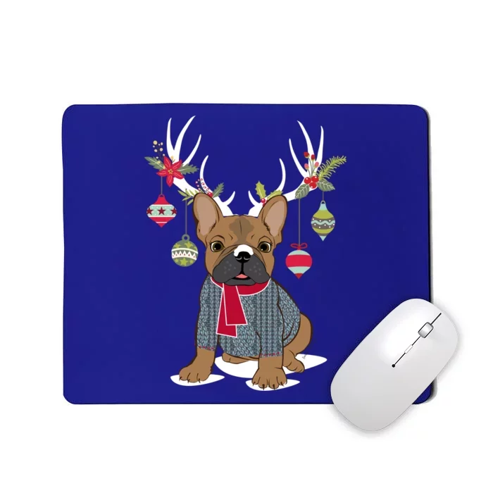 Cute French Bulldog Frenchie Christmas Reindeer Gift Mousepad