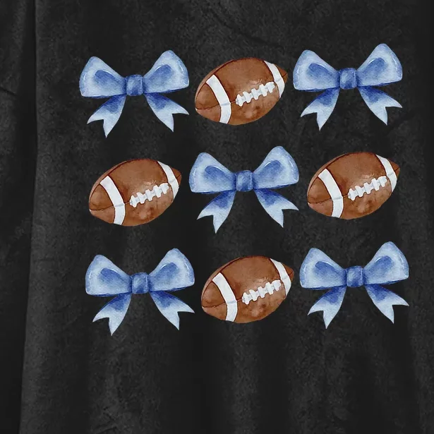 Coquette Football Bow Football Mom Game Day Hooded Wearable Blanket