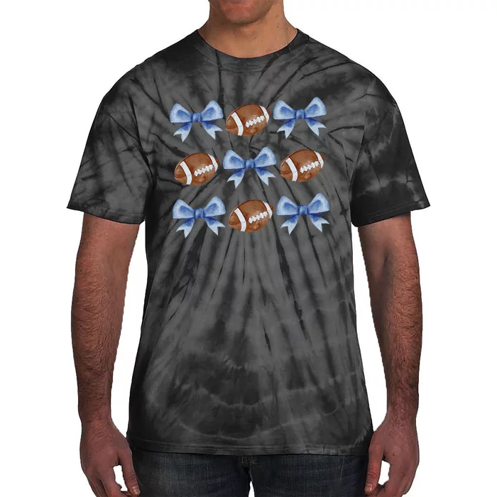 Coquette Football Bow Football Mom Game Day Tie-Dye T-Shirt