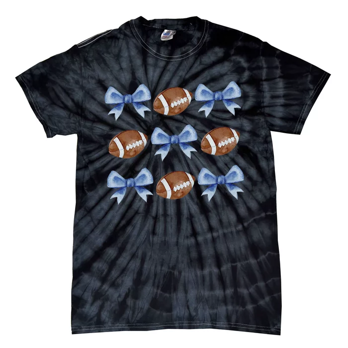 Coquette Football Bow Football Mom Game Day Tie-Dye T-Shirt