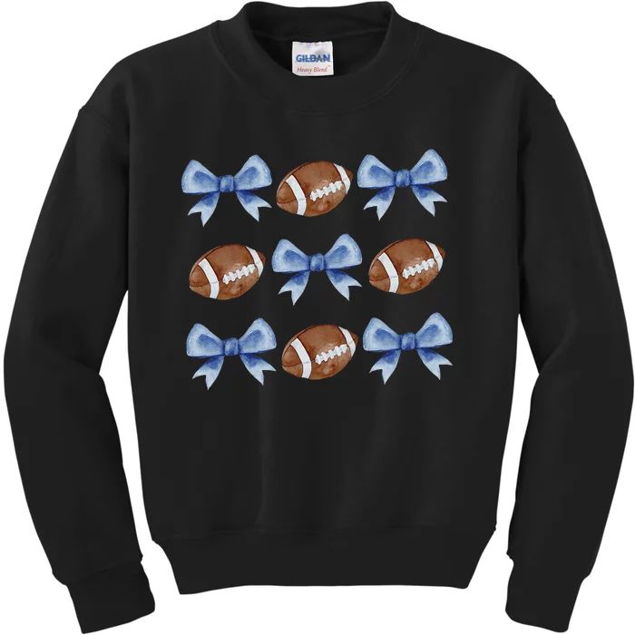 Coquette Football Bow Football Mom Game Day Kids Sweatshirt