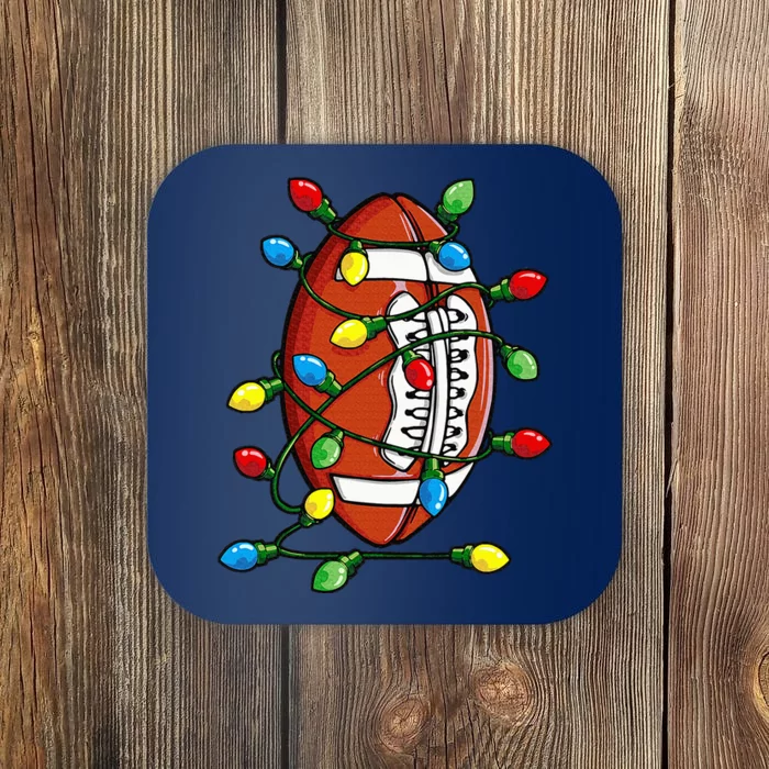 Christmas Football Ball Xmas Lights Funny Sport Coaster