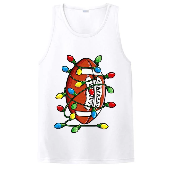 Christmas Football Ball Xmas Lights Funny Sport Performance Tank