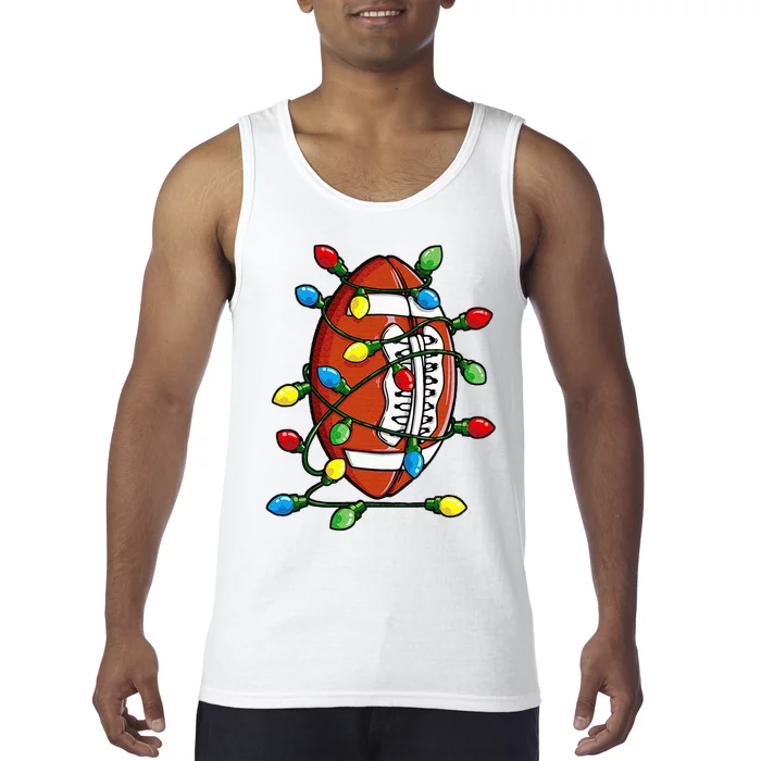 Christmas Football Ball Xmas Lights Funny Sport Tank Top