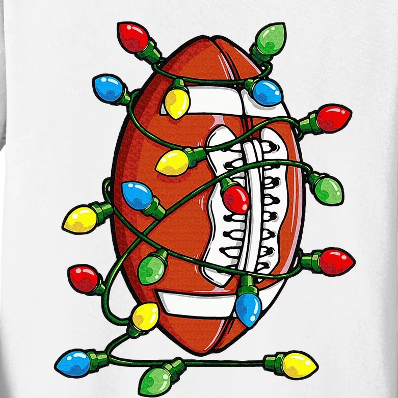 Christmas Football Ball Xmas Lights Funny Sport Kids Long Sleeve Shirt