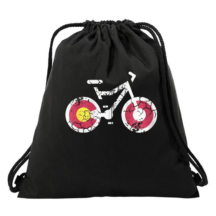 Colorado Flag Bike Cycling Mountain Biking Gift Drawstring Bag