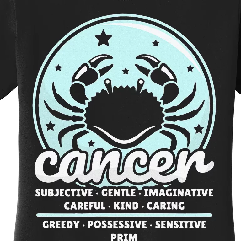 Cancer Facts Birthday Zodiac Sign Moon Astrology Women's T-Shirt