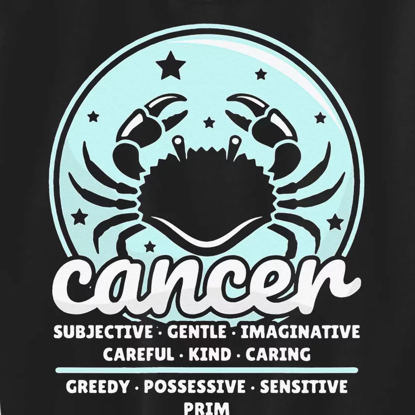 Cancer Facts Birthday Zodiac Sign Moon Astrology Kids Sweatshirt