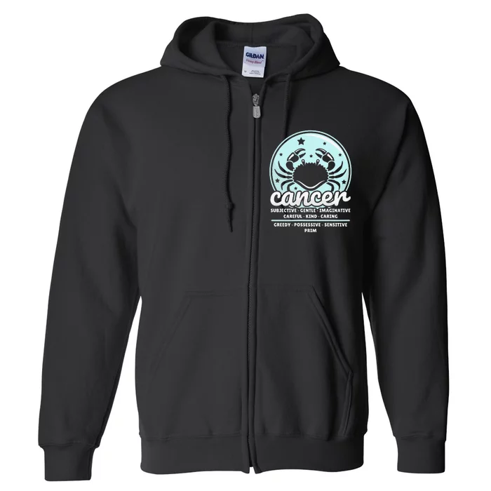 Cancer Facts Birthday Zodiac Sign Moon Astrology Full Zip Hoodie