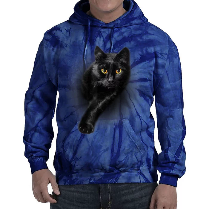 Cute Funny Black Cat Yellow Eyes T Cats Tie Dye Hoodie