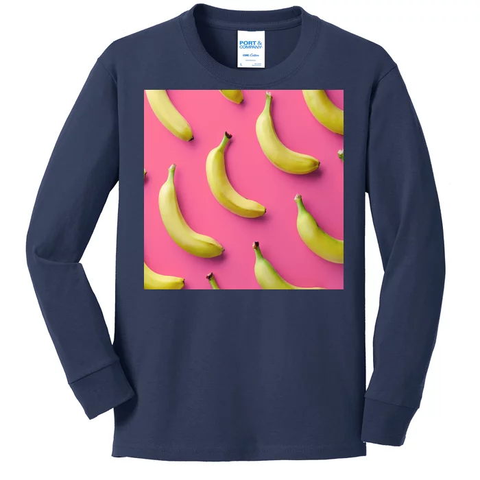 Cute Funny Bananas Pattern Kids Long Sleeve Shirt