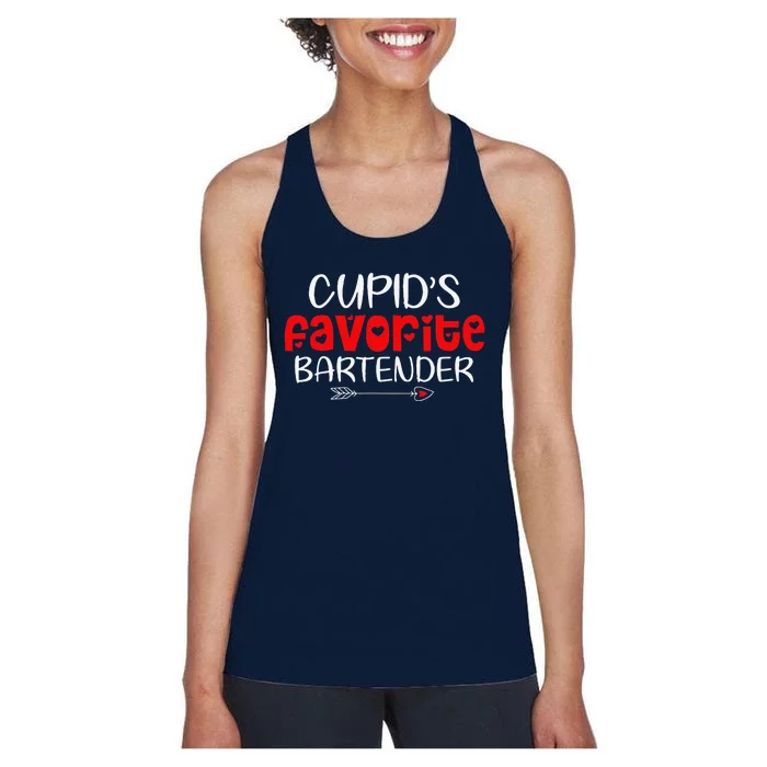 Cupid's Favorite Bartender Teacher Valentines Day Gift Women's Racerback Tank