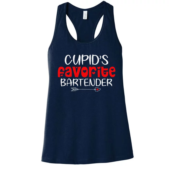 Cupid's Favorite Bartender Teacher Valentines Day Gift Women's Racerback Tank