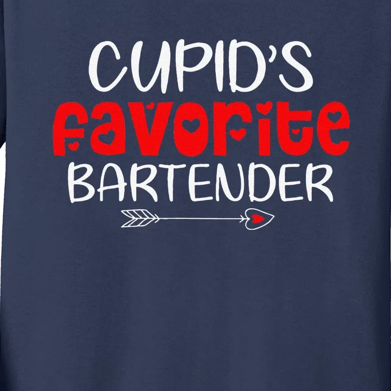 Cupid's Favorite Bartender Teacher Valentines Day Gift Kids Long Sleeve Shirt