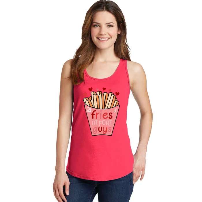 Cute Fries Before Guys Valentine's Day Gift Ladies Essential Tank