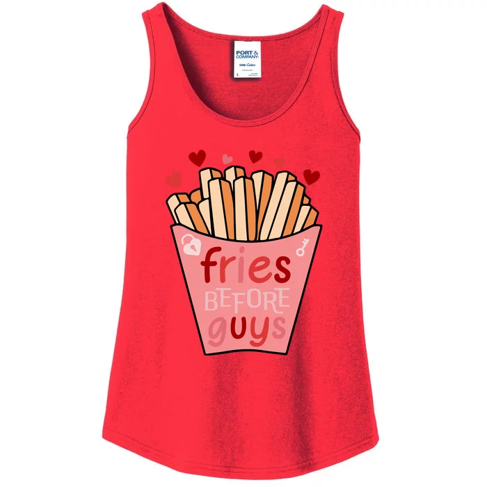 Cute Fries Before Guys Valentine's Day Gift Ladies Essential Tank