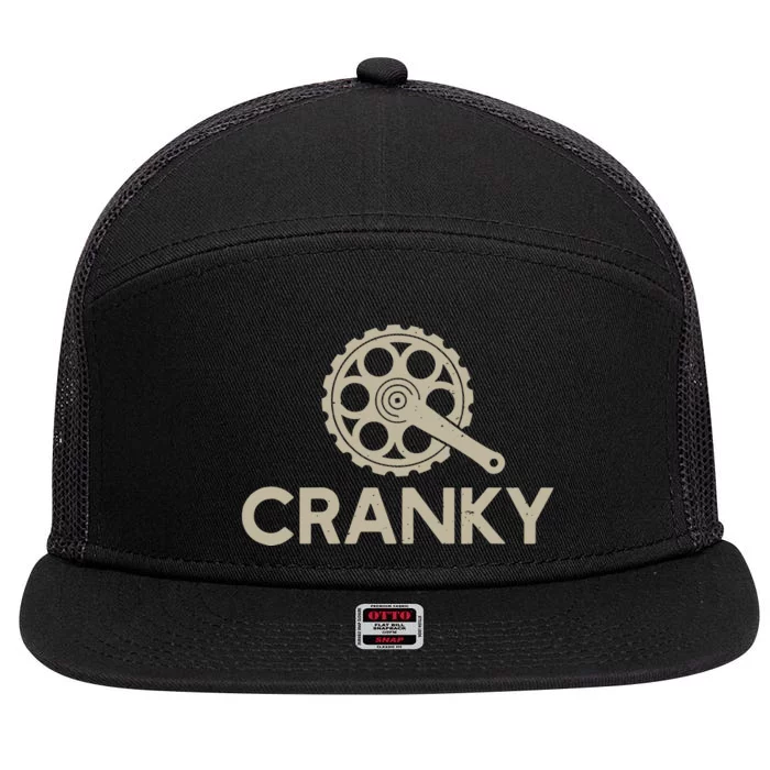 Cranky Funny Bike Cycling 7 Panel Mesh Trucker Snapback Hat