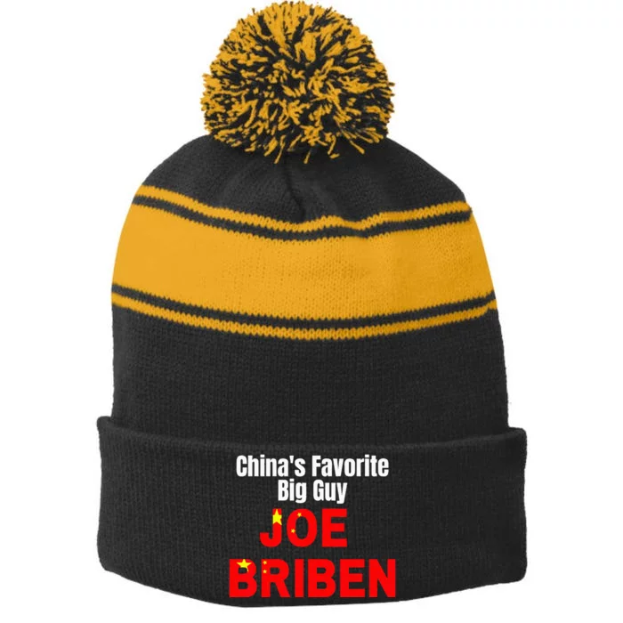 China's Favorite Big Guy Joe Briben Stripe Pom Pom Beanie